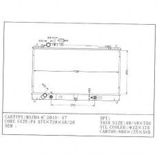 RADIADOR MAZDA 6 1.8 2.0 ATM 2007-2013 LFY1-15-SB0 375X728X26 16119