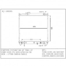 RADIADOR SUZUKI VITARA 1988-1997 AT 17700-56B10 56B12 425X478X26 18020A