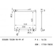 RADIADOR SUZUKI VITARA 1998-2002 AT 17700-78E00 18024 425X518X26