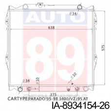 RADIADOR TOYOTA 4RUNNER 3RZFE 5VZFE ATM RZN185L LAND CRUISER PRADO RZJ95L VZJ95L 1998-2009 575X638X26 12233 16400-75180 34154-26 IA-8934154-26