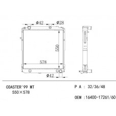 RADIADOR TOYOTA COASTER HZB50 HZB51 MTM 1997- 16400-17180 16400-17230 16400-17231 16400-17232 12380A 550X578X36